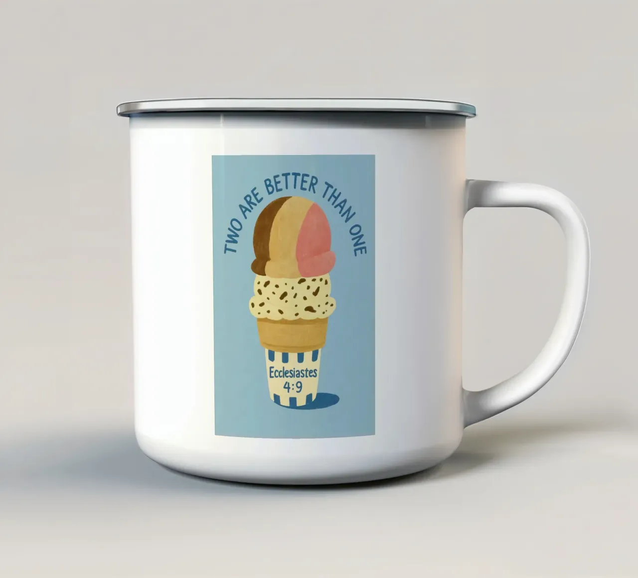 Due sono meglio di uno - Ecclesiaste 4:9 Poster tazza in smalto da vintagepod