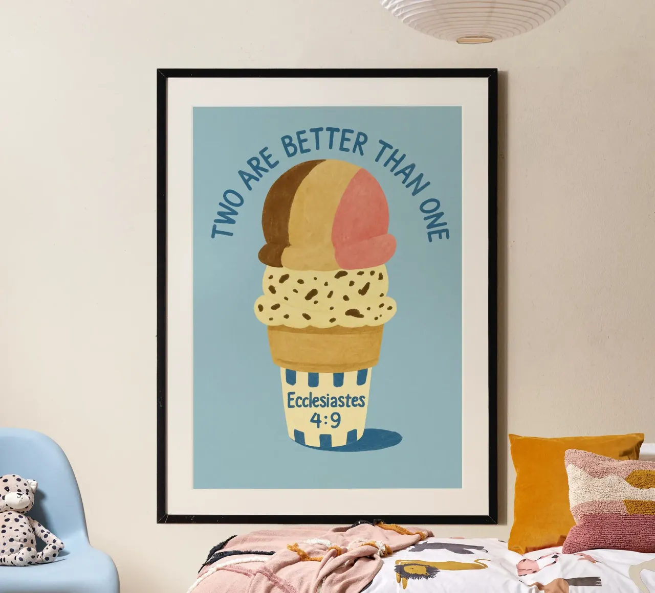 Zwei sind besser als einer - Prediger 4:9 Poster Poster mit Aluminium Rahmen von vintagepod