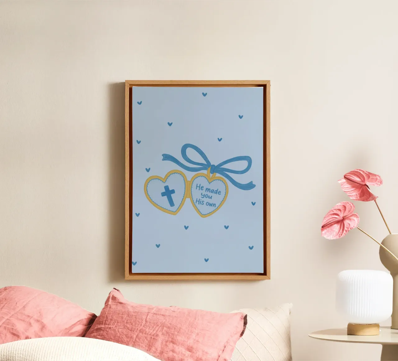 He Made You His Own - Locket Christian Art canvas with Floater frame by vintagepod