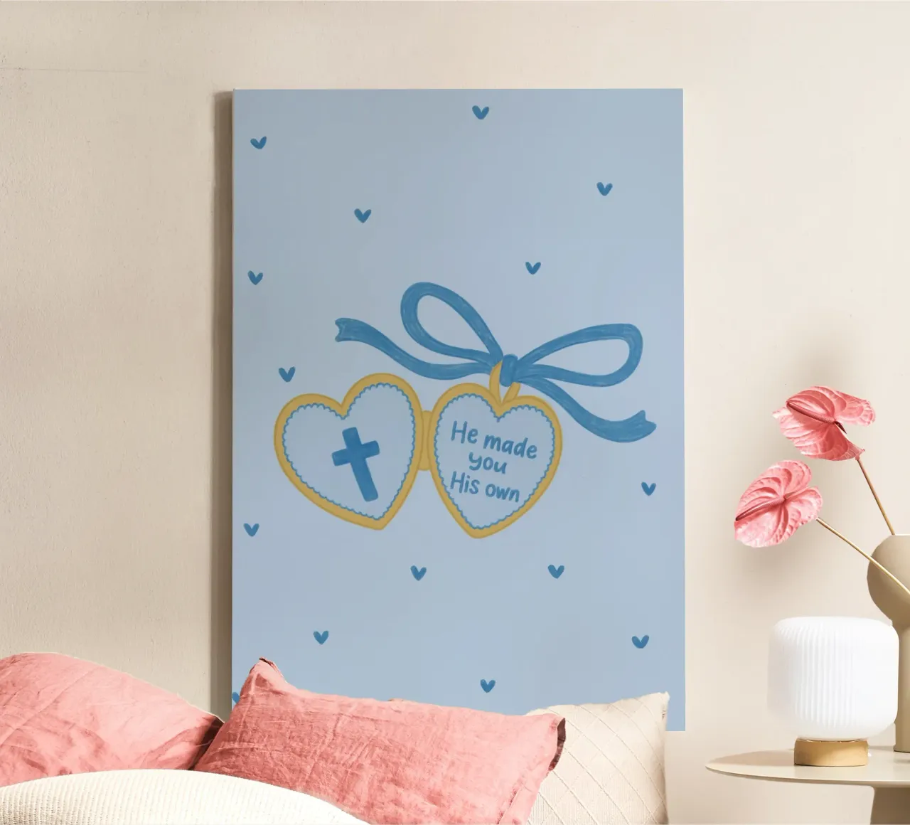 He Made You His Own - Locket Christian Art canvas with Floater frame by vintagepod
