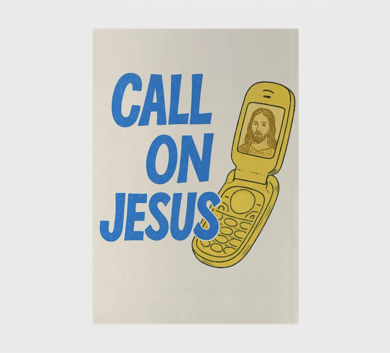 Call on Jesus - Retro Flip Phone Art Print notebook by vintagepod