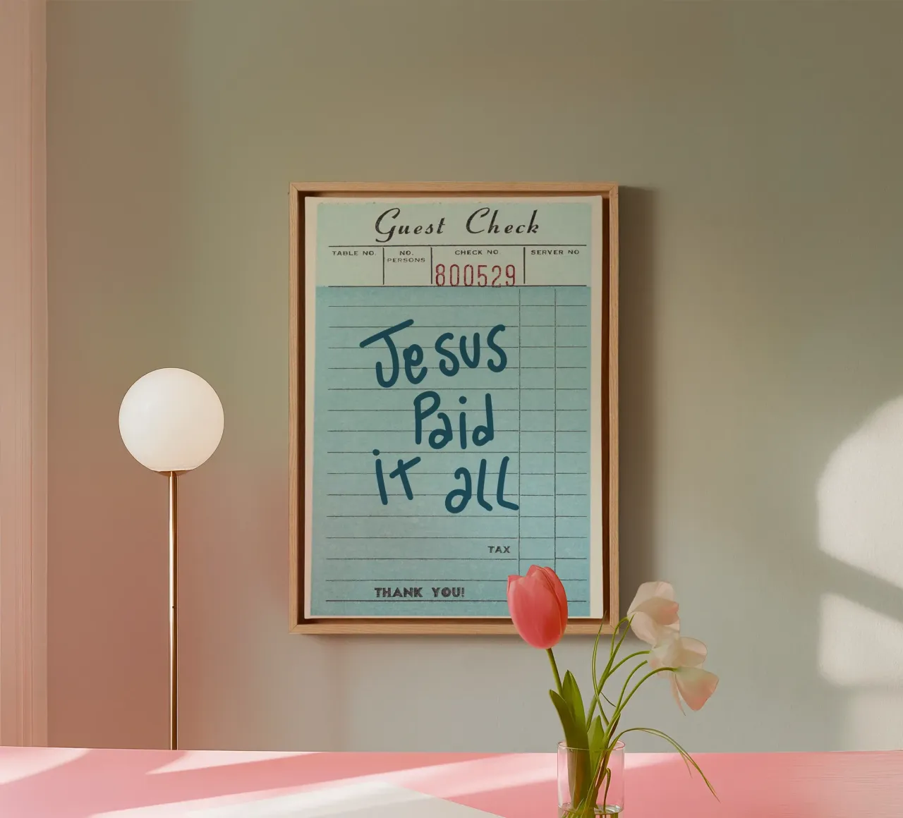Jezus betaalde alles - Guest Check Christelijke Kunst canvas met Baklijst van vintagepod