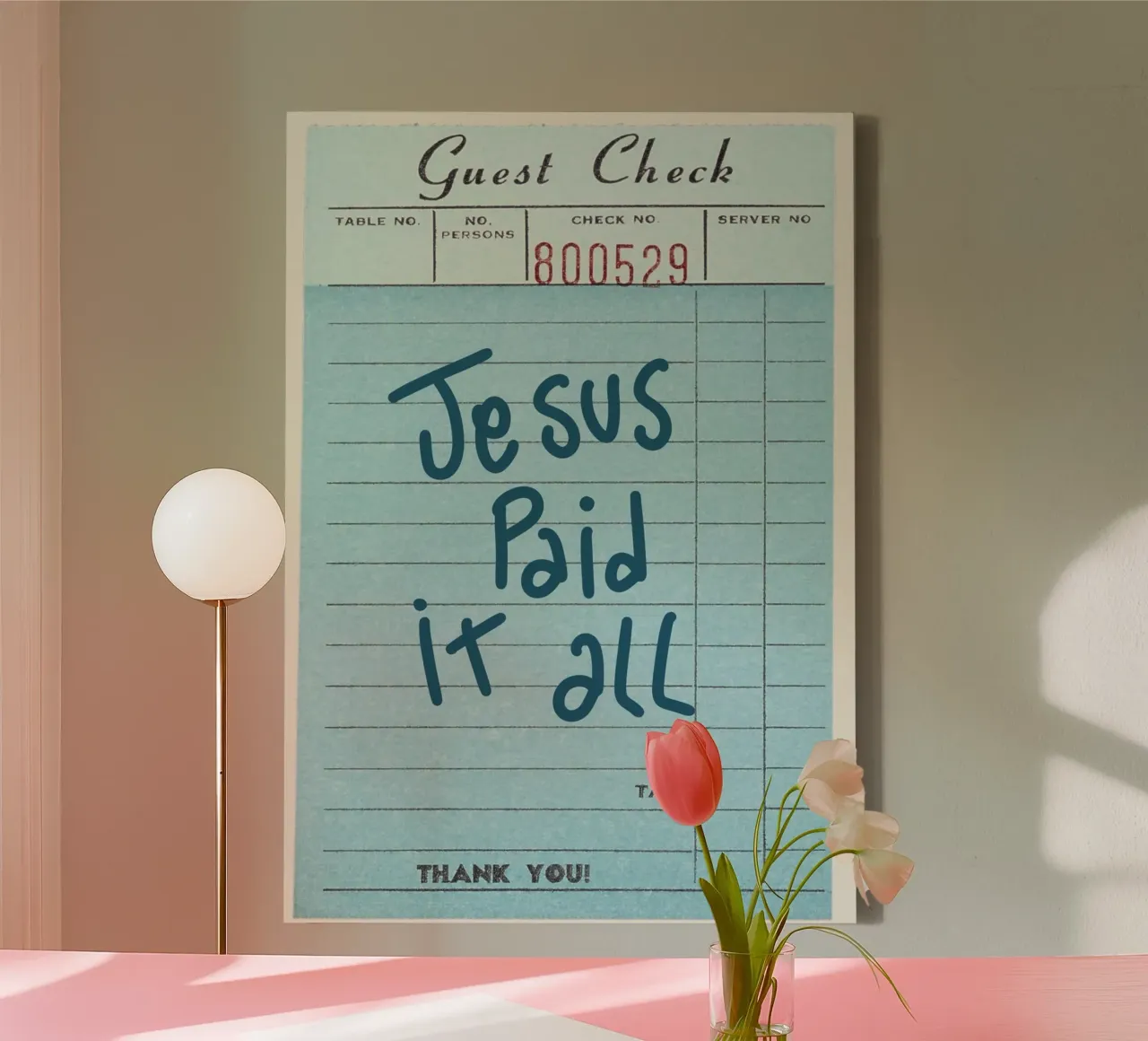 Jezus betaalde alles - Guest Check Christelijke Kunst canvas met Baklijst van vintagepod