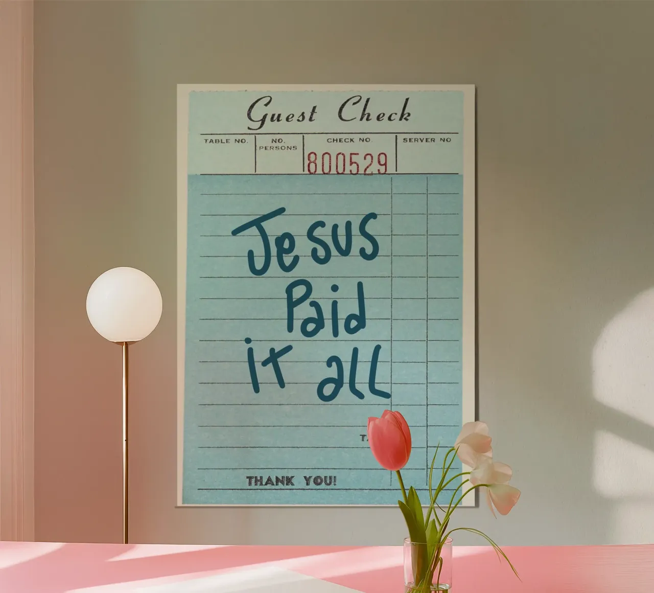 Jesus Paid It All - Guest Check Christian Art poster with wooden frame by vintagepod