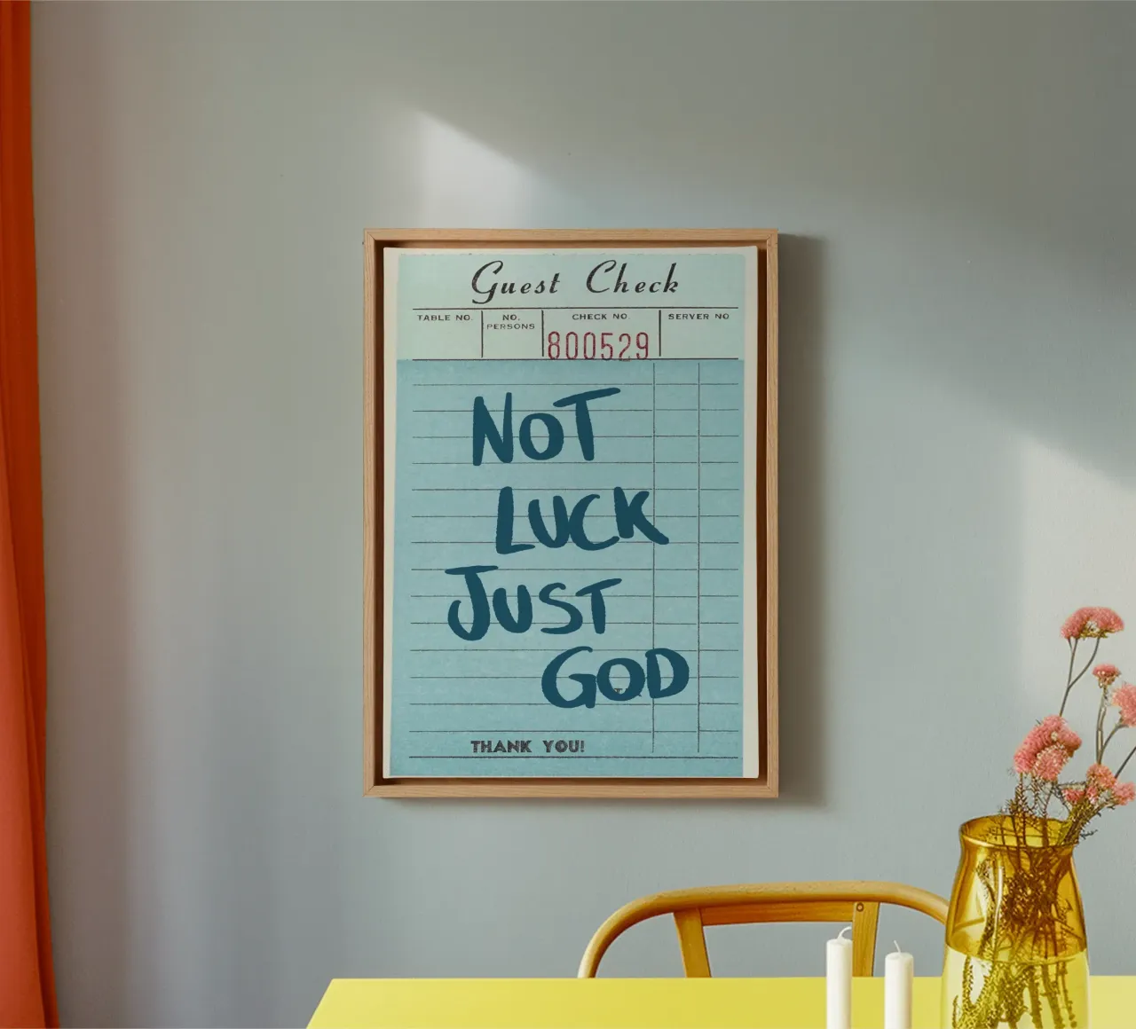 No es suerte, es Dios - Guest Check Art Print lienzo con Marco flotante de vintagepod