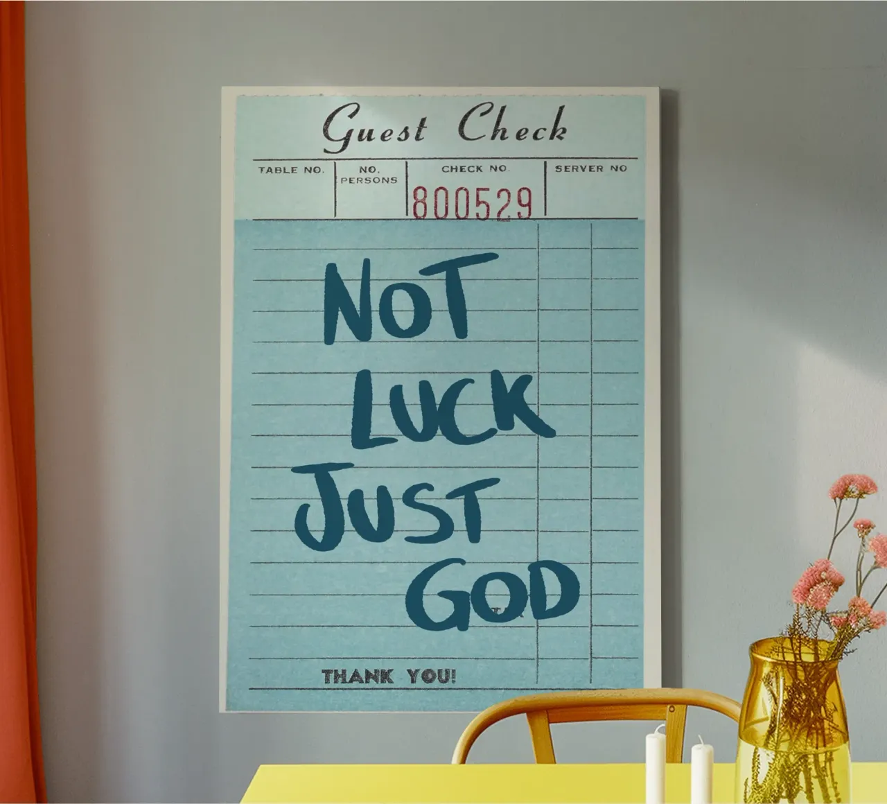No es suerte, es Dios - Guest Check Art Print lienzo con Marco flotante de vintagepod