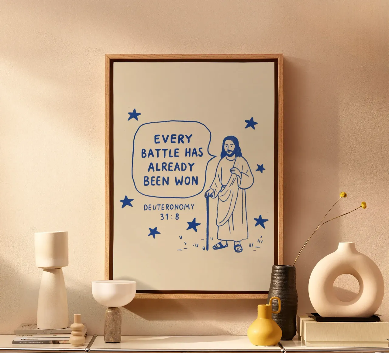 Every Battle Has Been Won - Deuteronomy 31:8 canvas with Floater frame by vintagepod