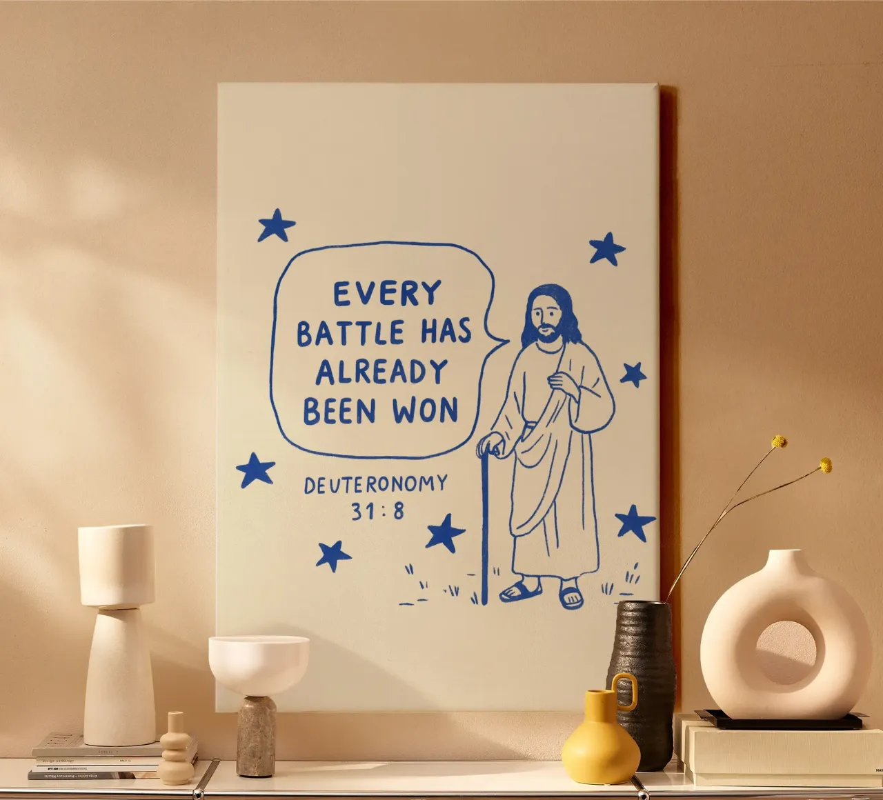 Every Battle Has Been Won - Deuteronomy 31:8 canvas with Floater frame by vintagepod