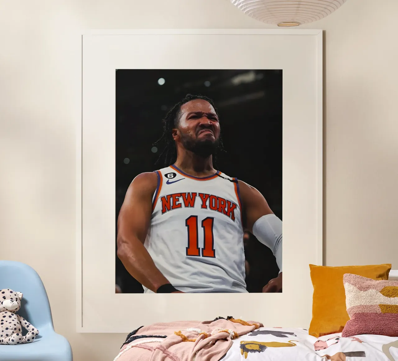 Jalen Brunson poster con telaio in legno da Low poly art
