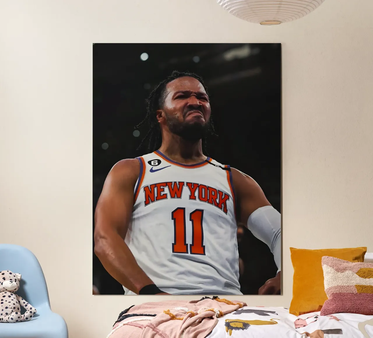 Jalen Brunson poster con telaio in legno da Low poly art