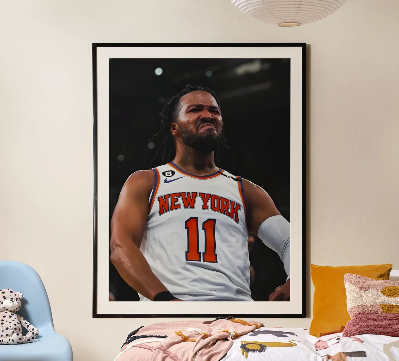 Jalen Brunson poster con telaio in legno da Low poly art