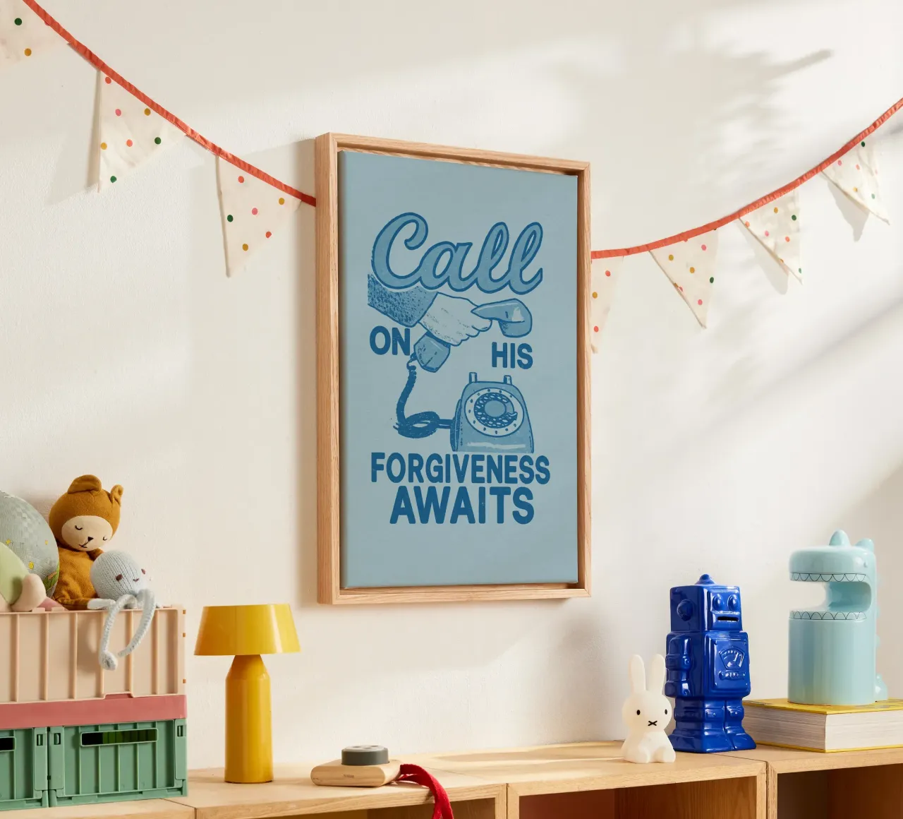 Call On His Forgiveness - Retro Kunstdruck Leinwand mit Schattenfugenrahmen von vintagepod