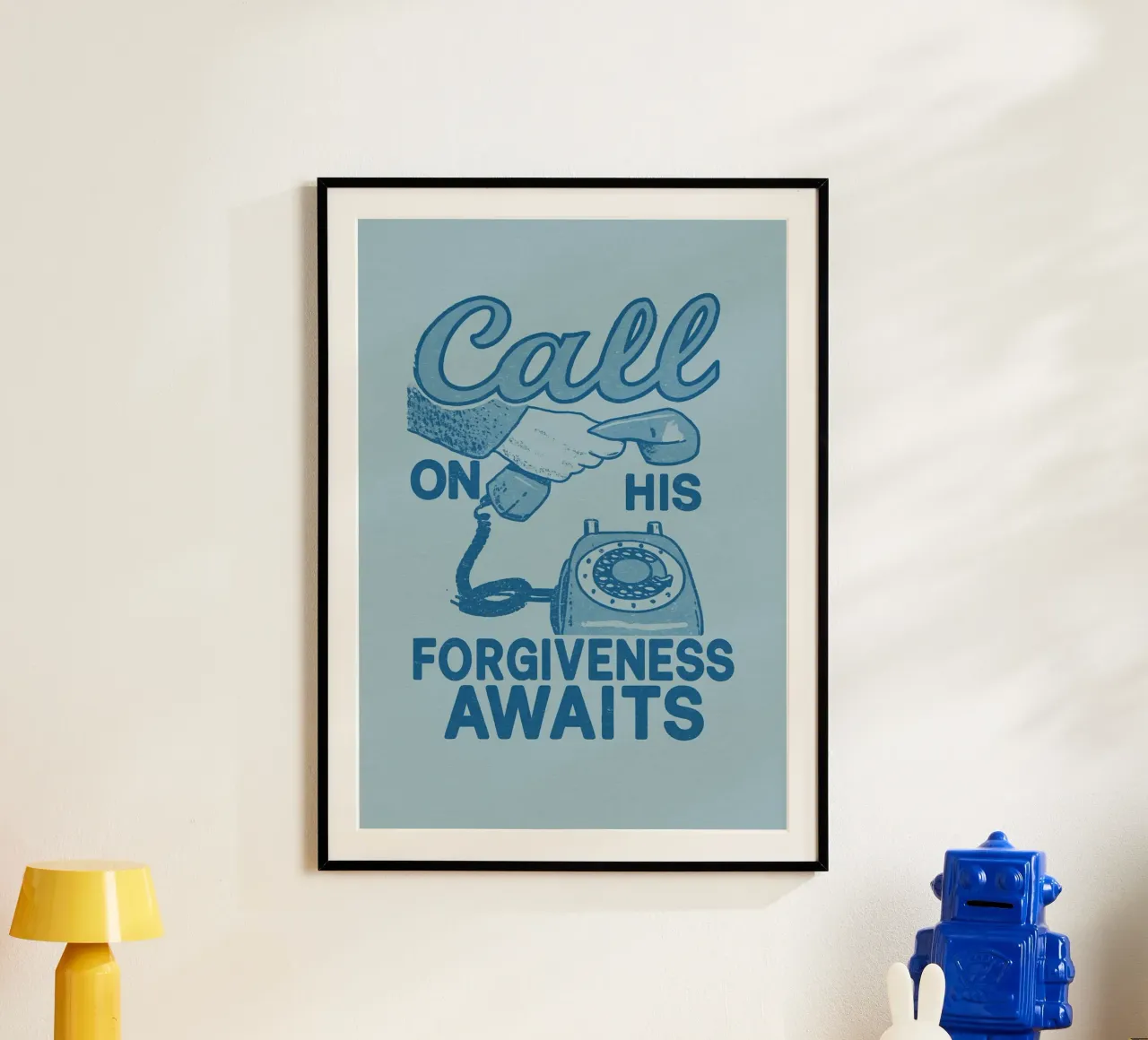 Roep op tot zijn vergeving - Retro Art Print poster met houten frame van vintagepod
