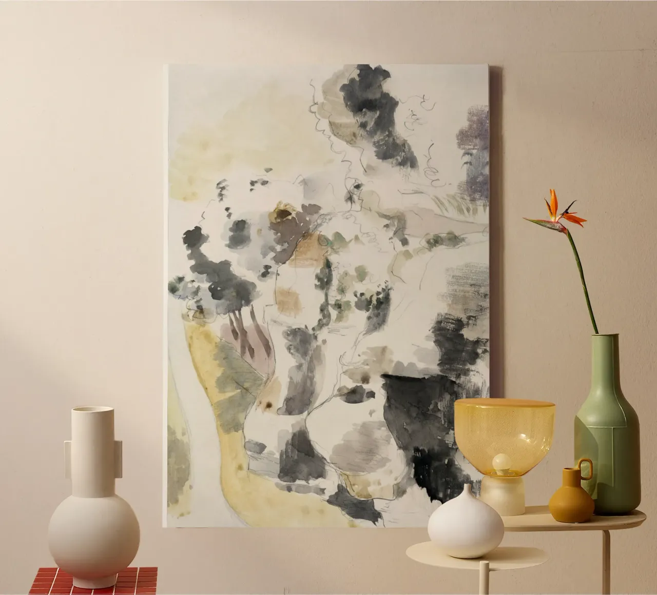 Cliffs abstract canvas with Floater frame by vintageshop