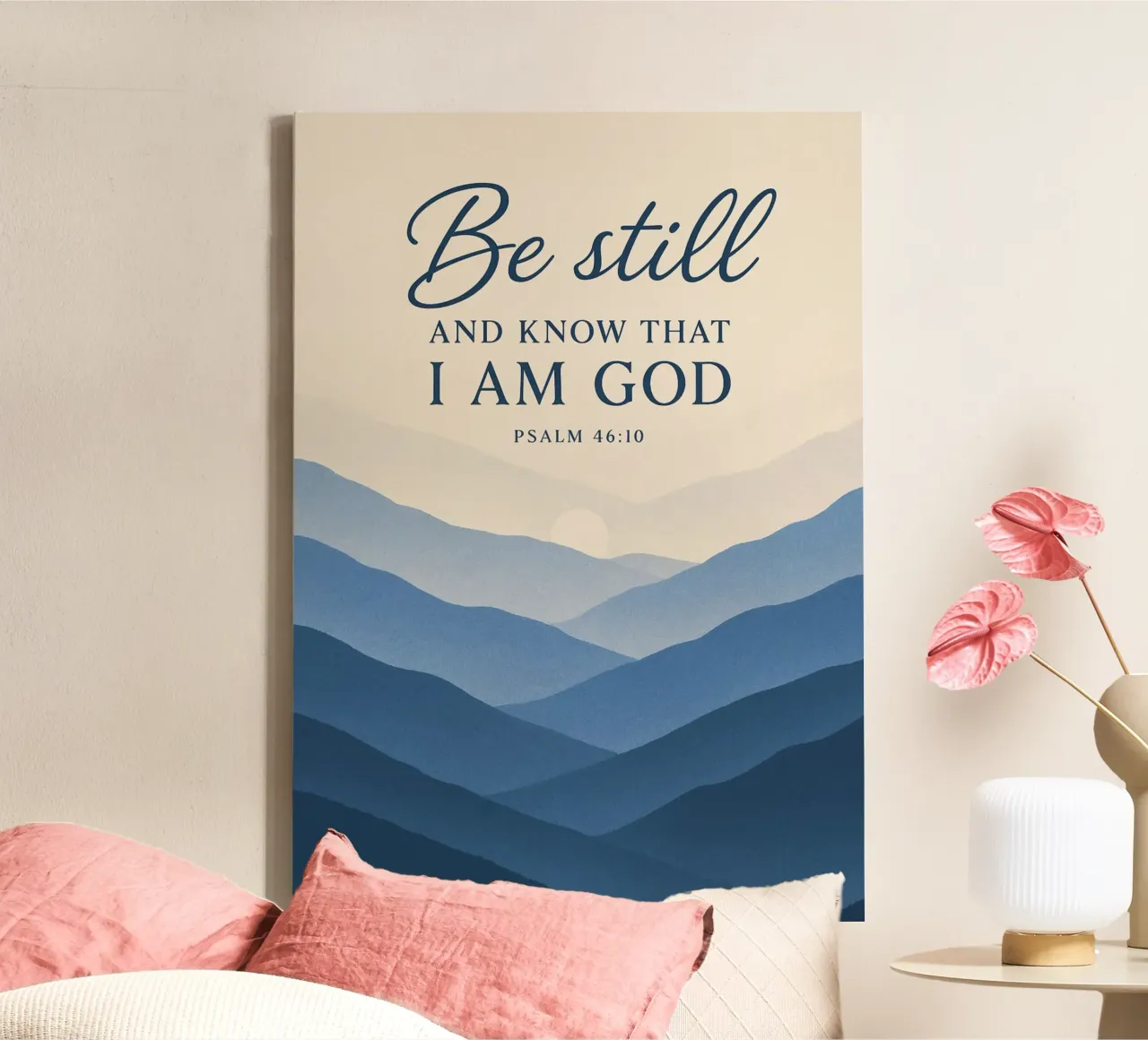 Be Still and Know - Psalm 46:10 Mountain Art canvas with Floater frame by vintagepod
