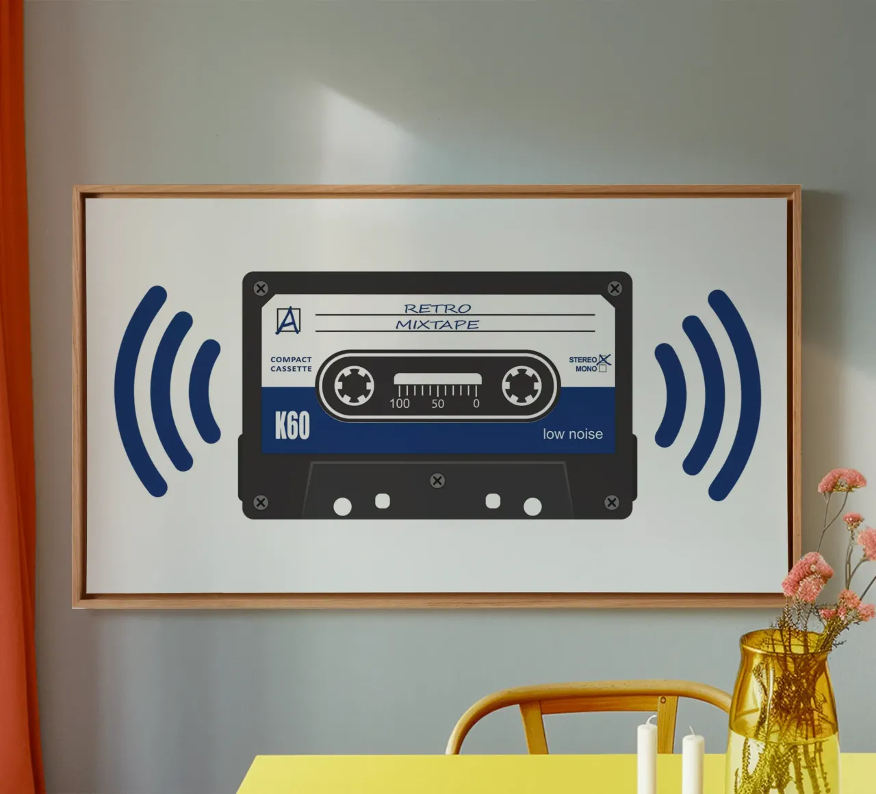 Stereo Audio Kassette - Retro Mixtape tela con Cornice a cassetta da Black Sign Artwork