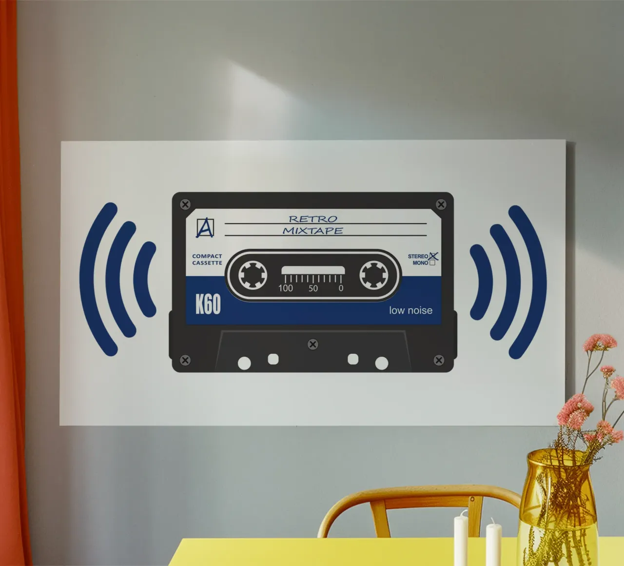 Stereo Audio Kassette - Retro Mixtape tela con Cornice a cassetta da Black Sign Artwork