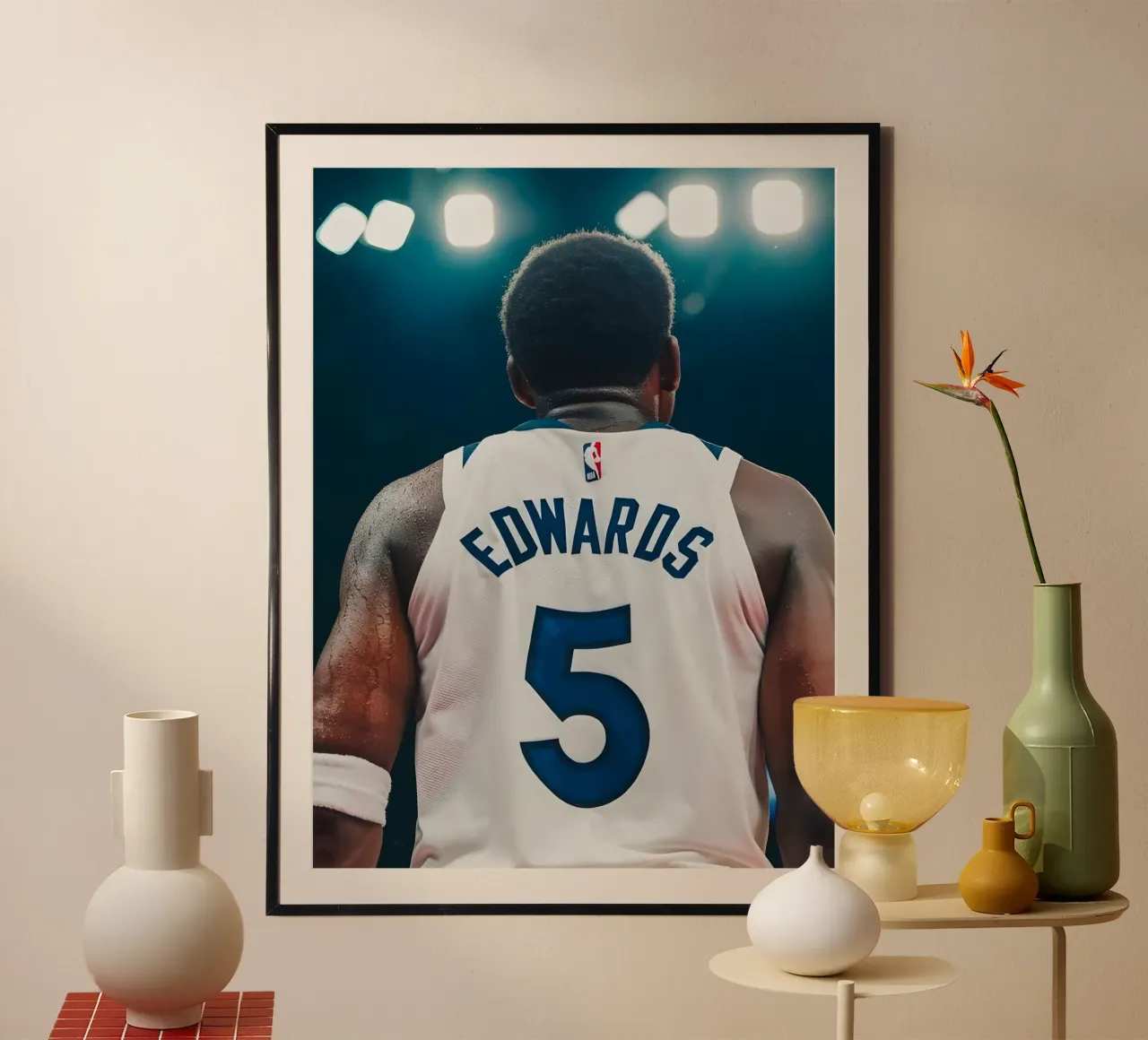 Edwards poster con telaio in legno da Low poly art