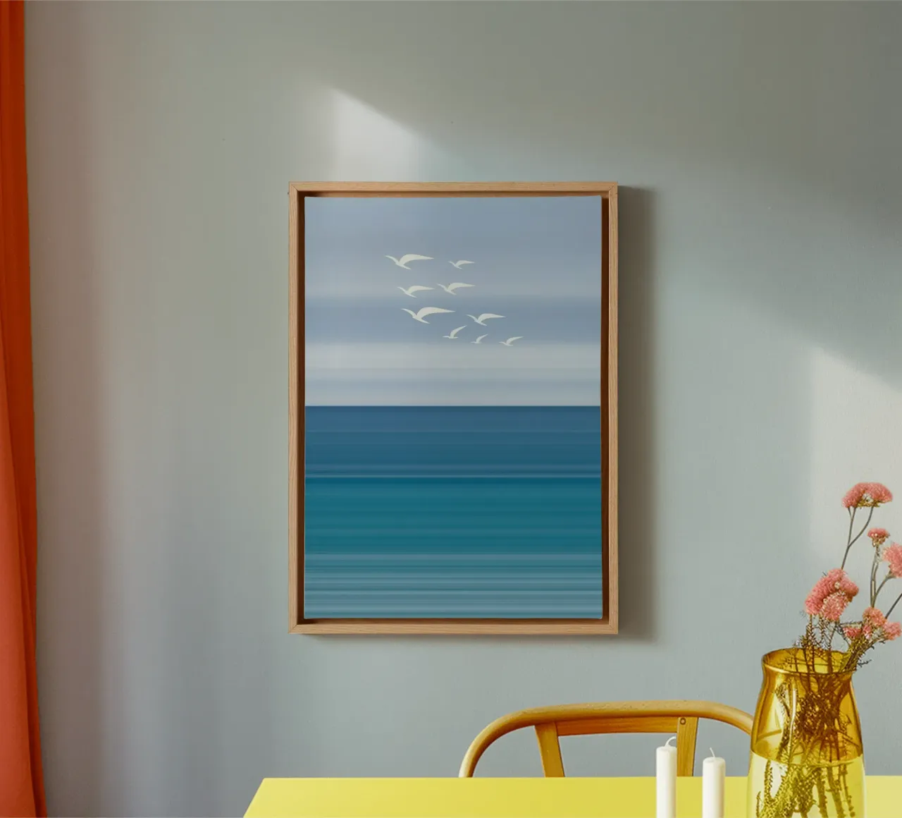 Ocean Serenity - Modern Minimalist Abstract Art canvas with Floater frame by vintagepod