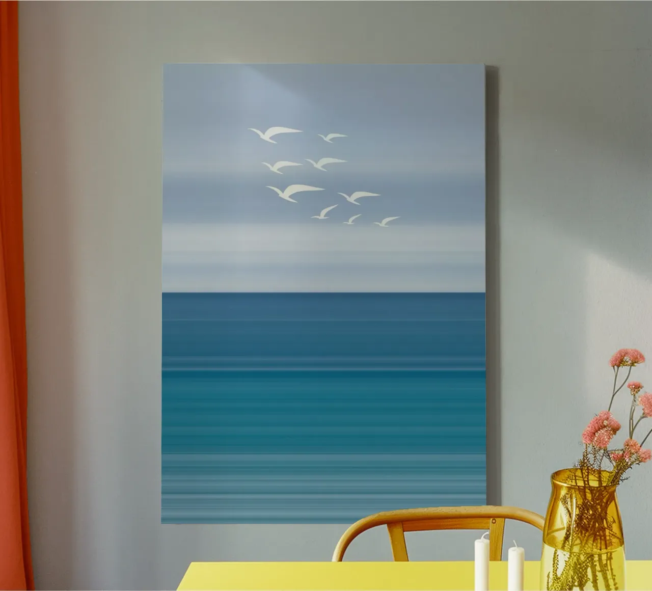 Ocean Serenity - Modern Minimalist Abstract Art canvas with Floater frame by vintagepod