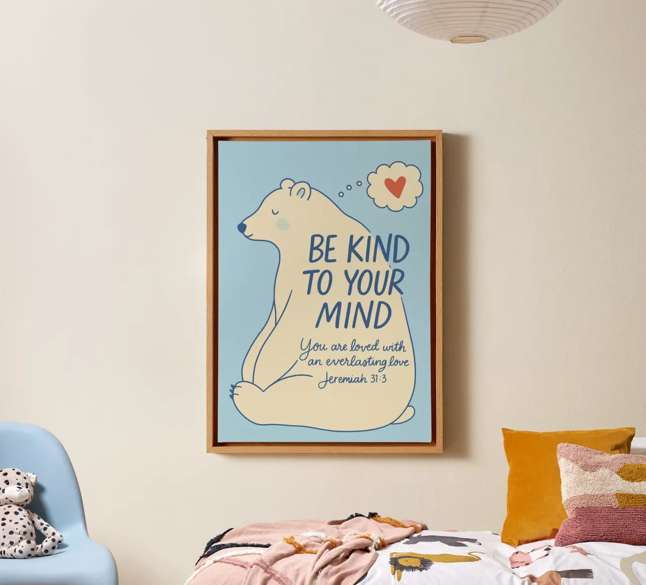 Be Kind to Your Mind - Polar Bear Art Print canvas with Floater frame by vintagepod