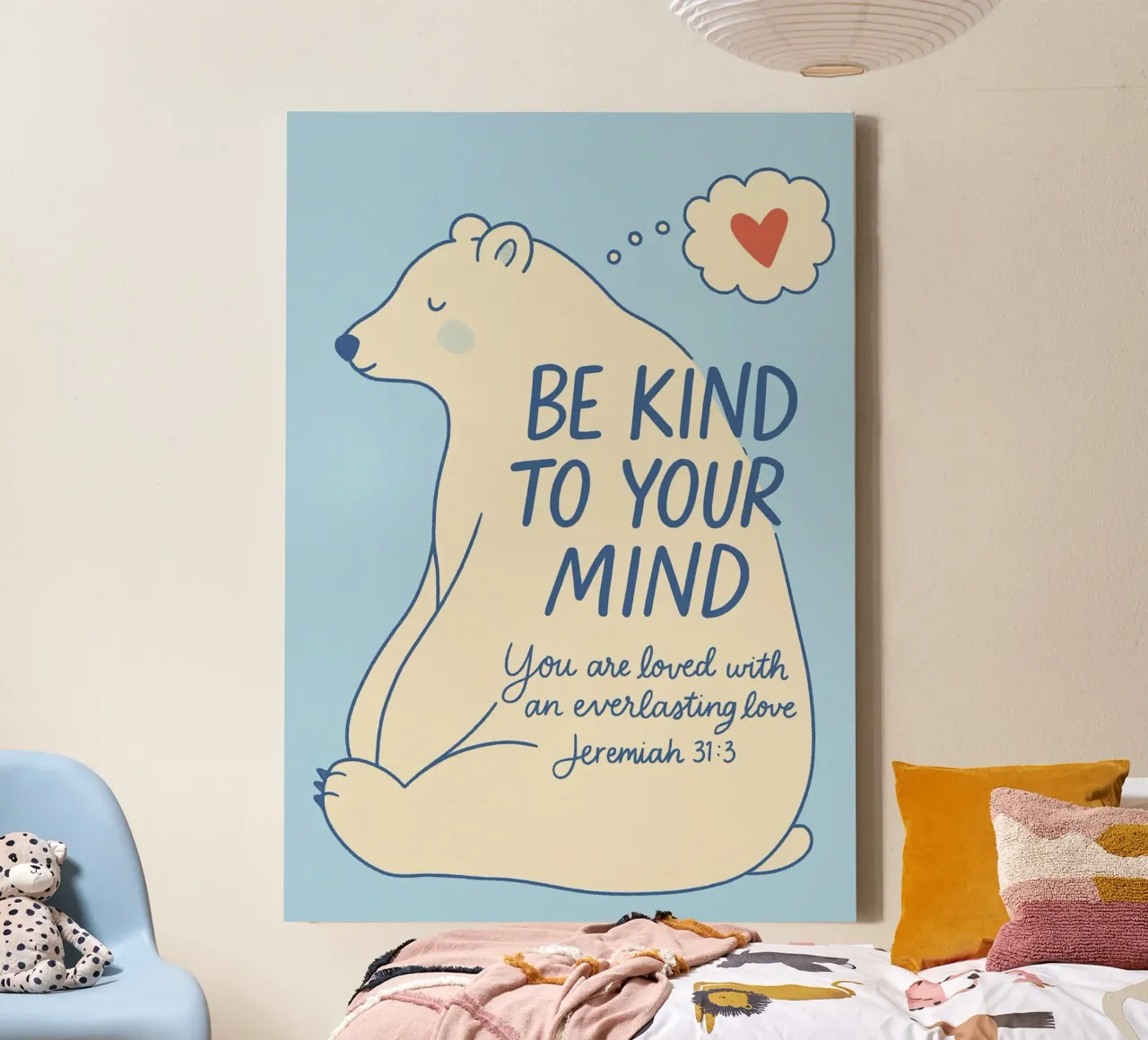 Be Kind to Your Mind - Polar Bear Art Print canvas with Floater frame by vintagepod