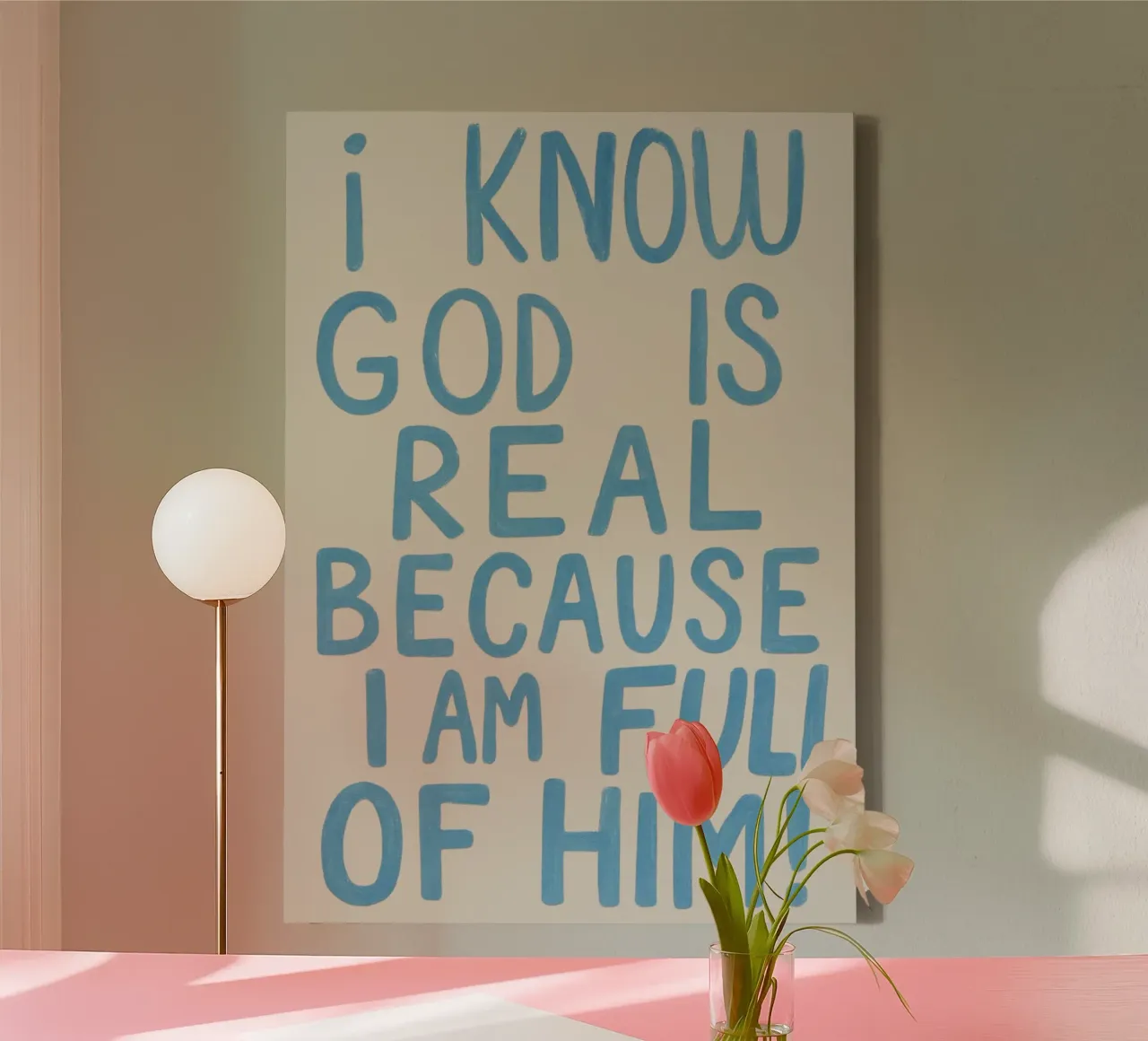 Ik weet dat God echt is - Christelijke Kunstdruk canvas met Baklijst van vintagepod