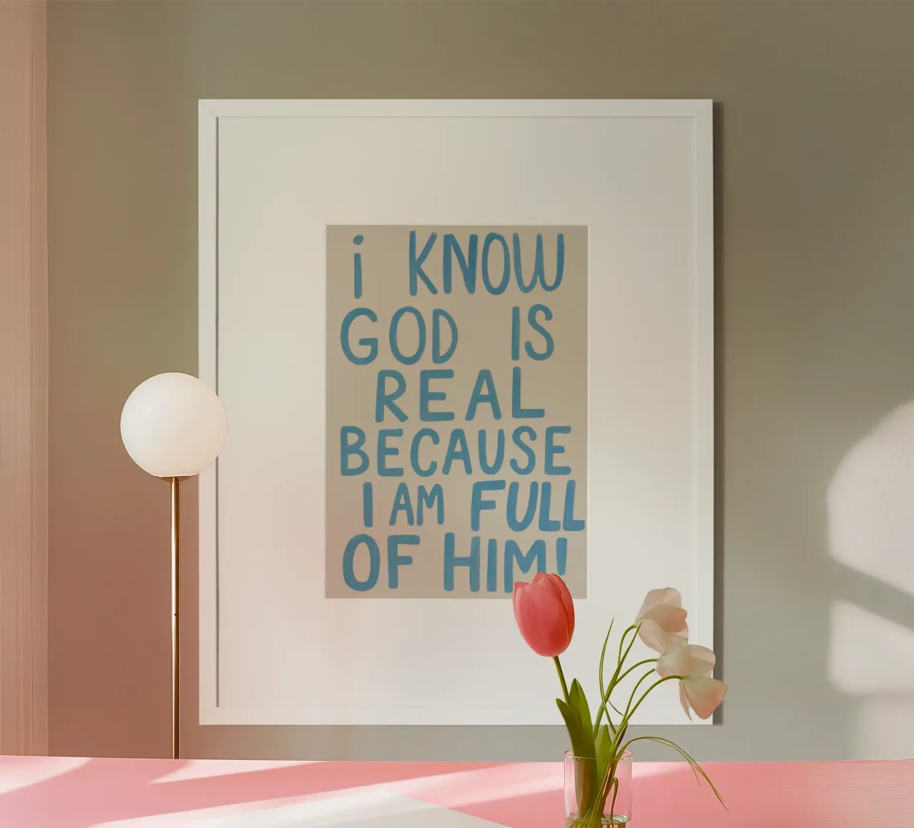 Ik weet dat God echt is - Christelijke Kunstdruk poster van vintagepod