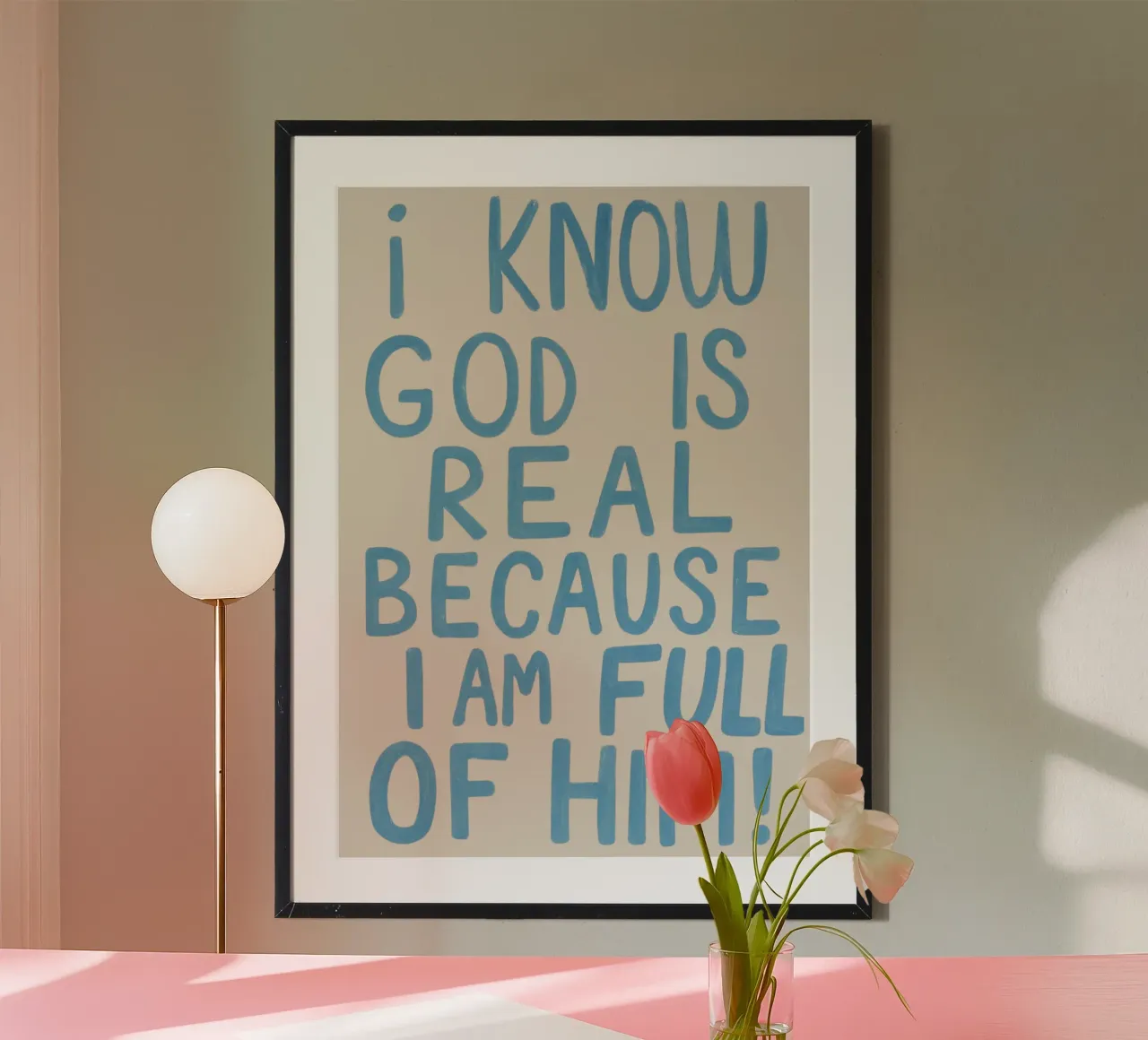 Ik weet dat God echt is - Christelijke Kunstdruk poster van vintagepod