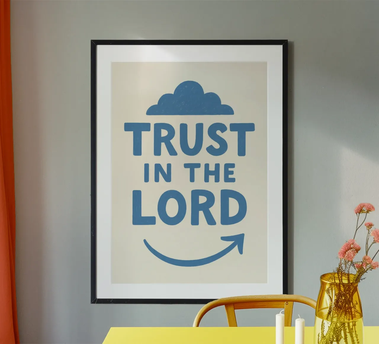 Trust in the Lord - Cloud and Arrow Christian Art poster with aluminum frame by vintagepod