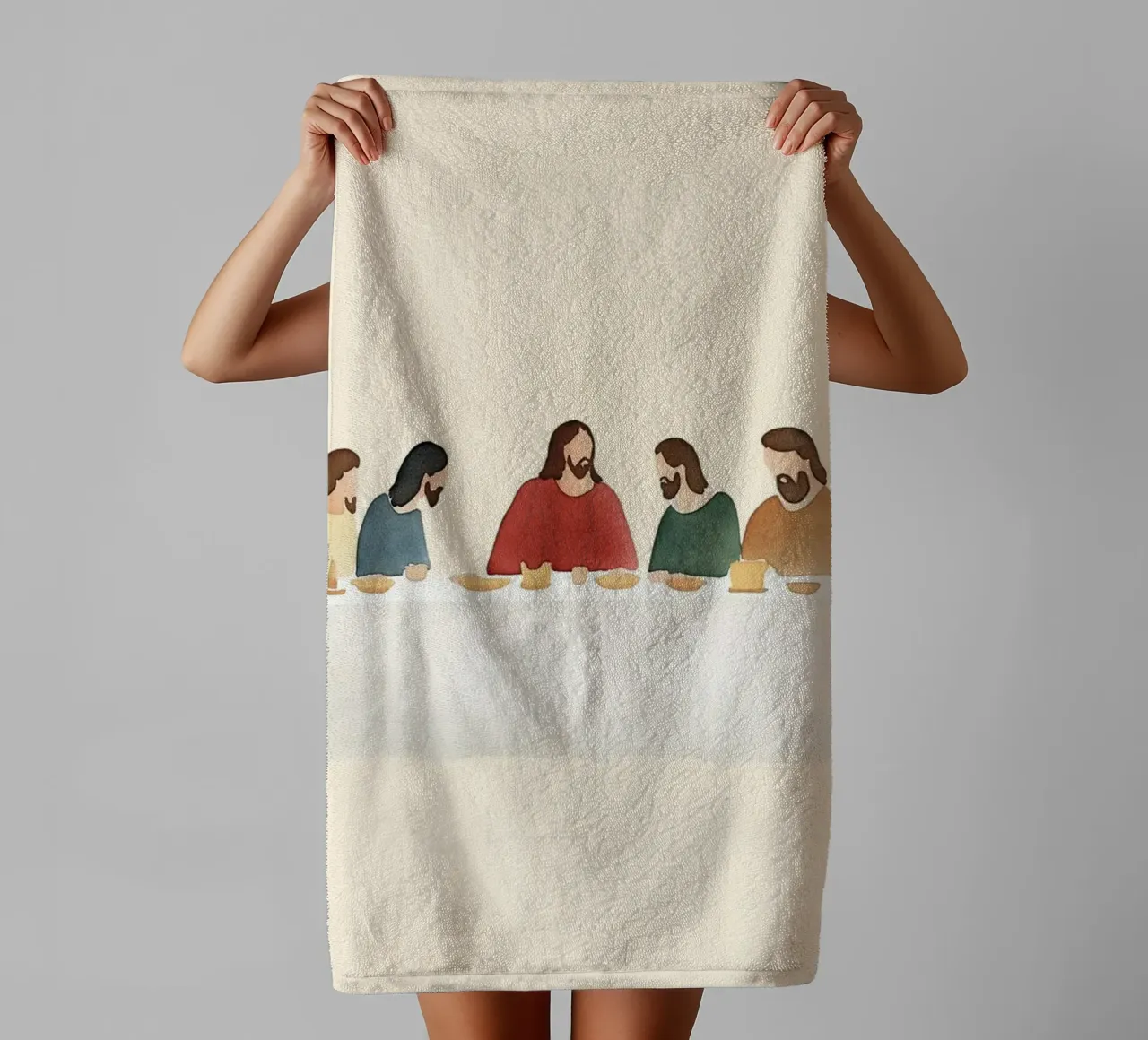 Modern Last Supper - Minimalist Christian Art Print towel by vintagepod