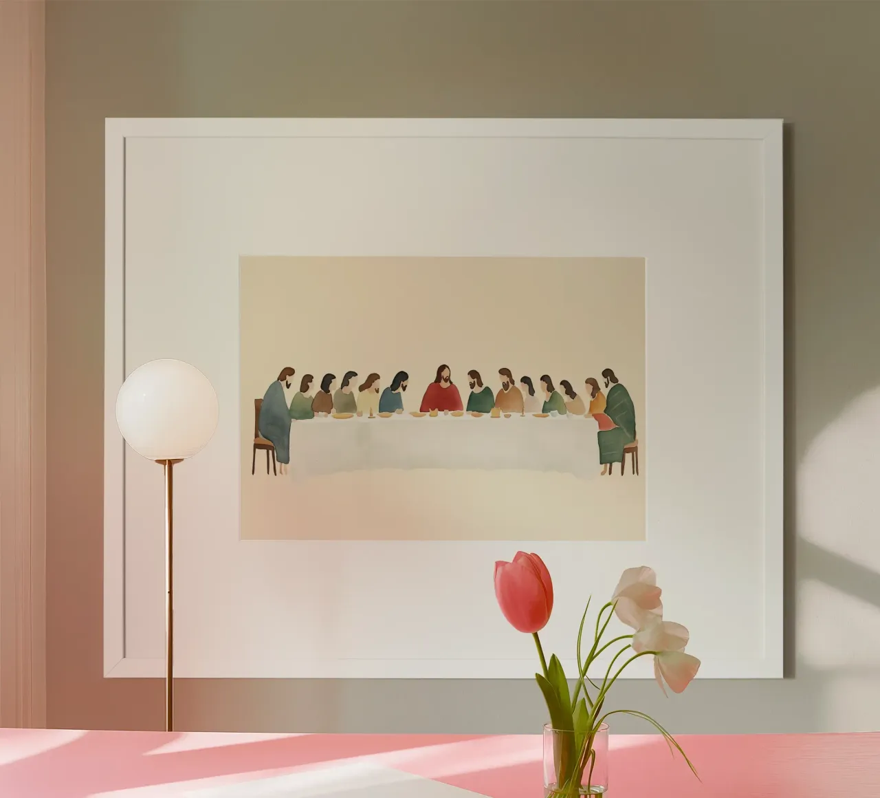 Modern Last Supper - Minimalist Christian Art Print poster with aluminum frame by vintagepod