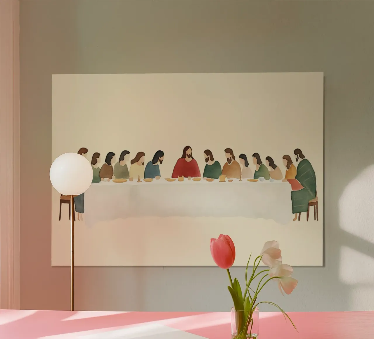 Modern Last Supper - Minimalist Christian Art Print poster with aluminum frame by vintagepod