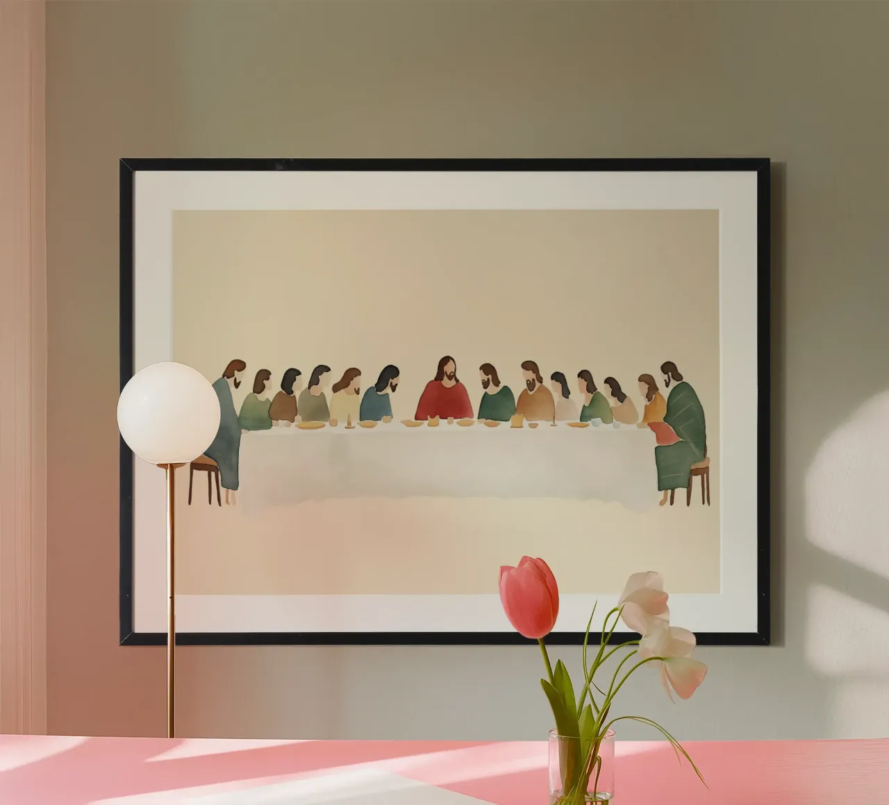 Modern Last Supper - Minimalist Christian Art Print poster with aluminum frame by vintagepod