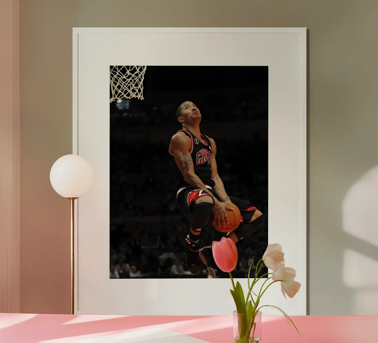 Derrick Rose poster con telaio in legno da Low poly art