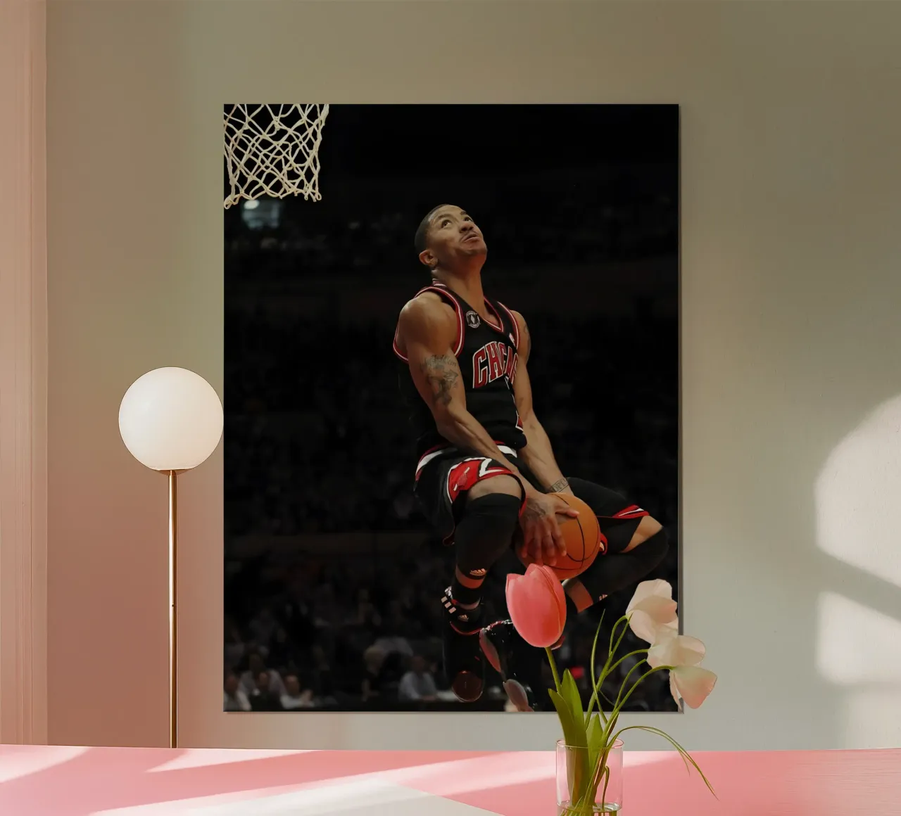 Derrick Rose poster con telaio in legno da Low poly art
