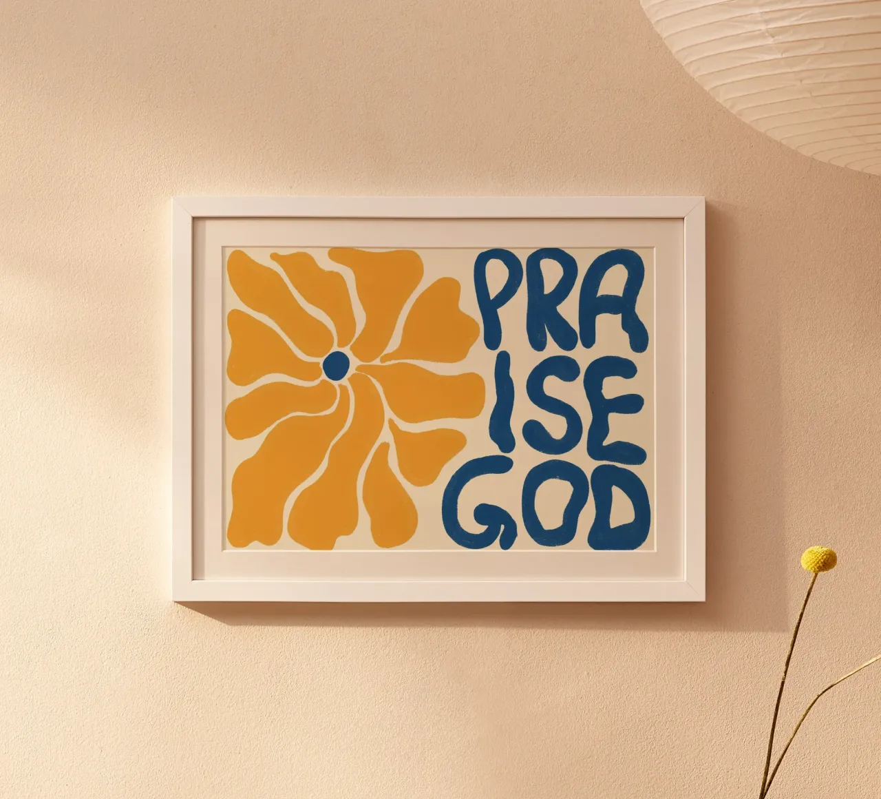 Poster di lode a Dio: Arte cristiana floreale retrò poster con telaio in legno da vintagepod