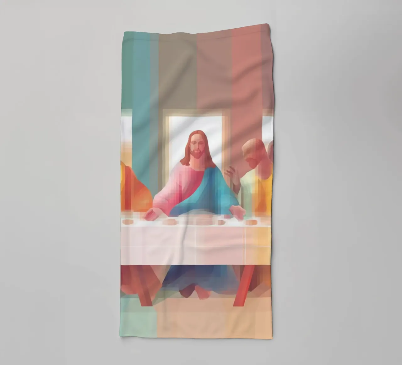 Modern Last Supper, Christian Art Abstract Print towel by vintagepod