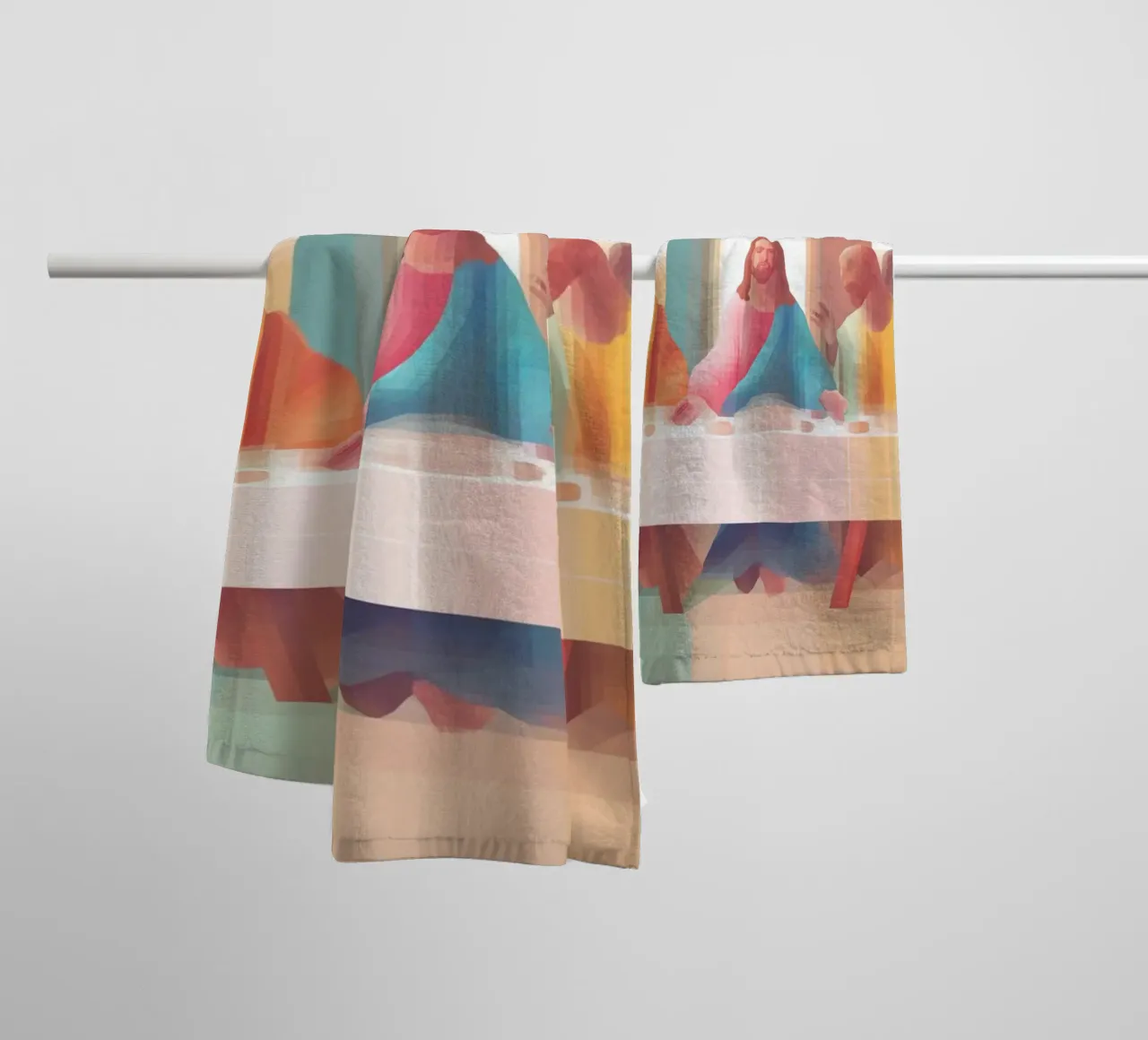 Modern Last Supper, Christian Art Abstract Print towel by vintagepod