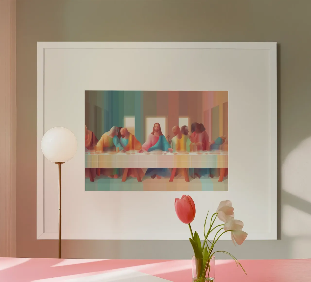 Modern Last Supper, Christian Art Abstract Print poster by vintagepod