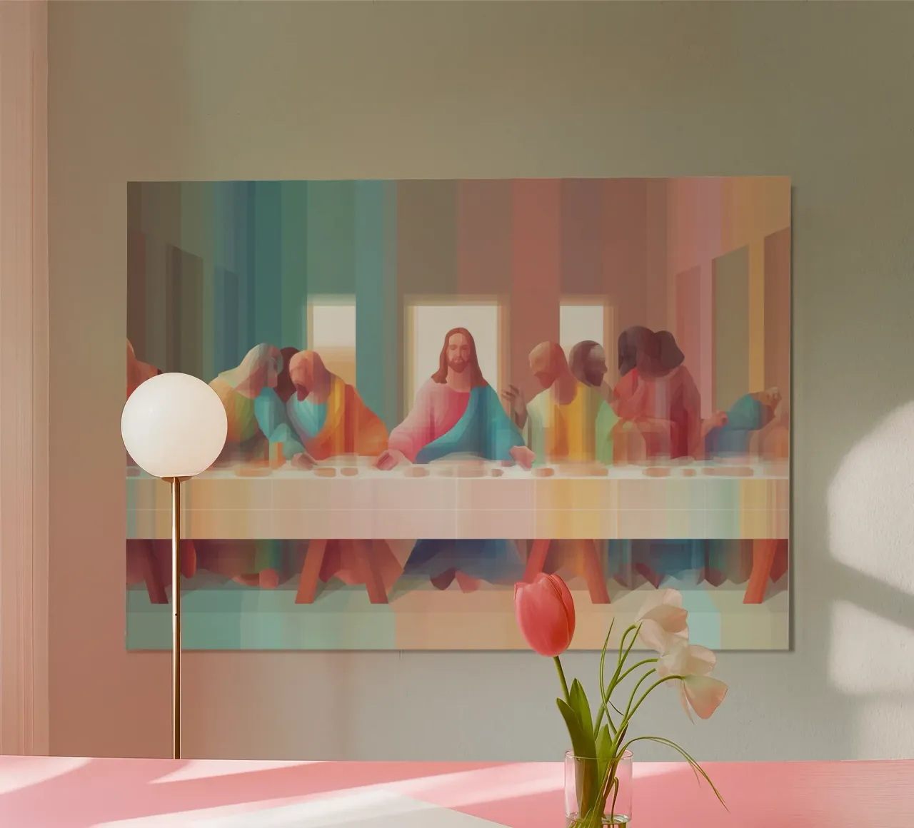 Modern Last Supper, Christian Art Abstract Print poster by vintagepod