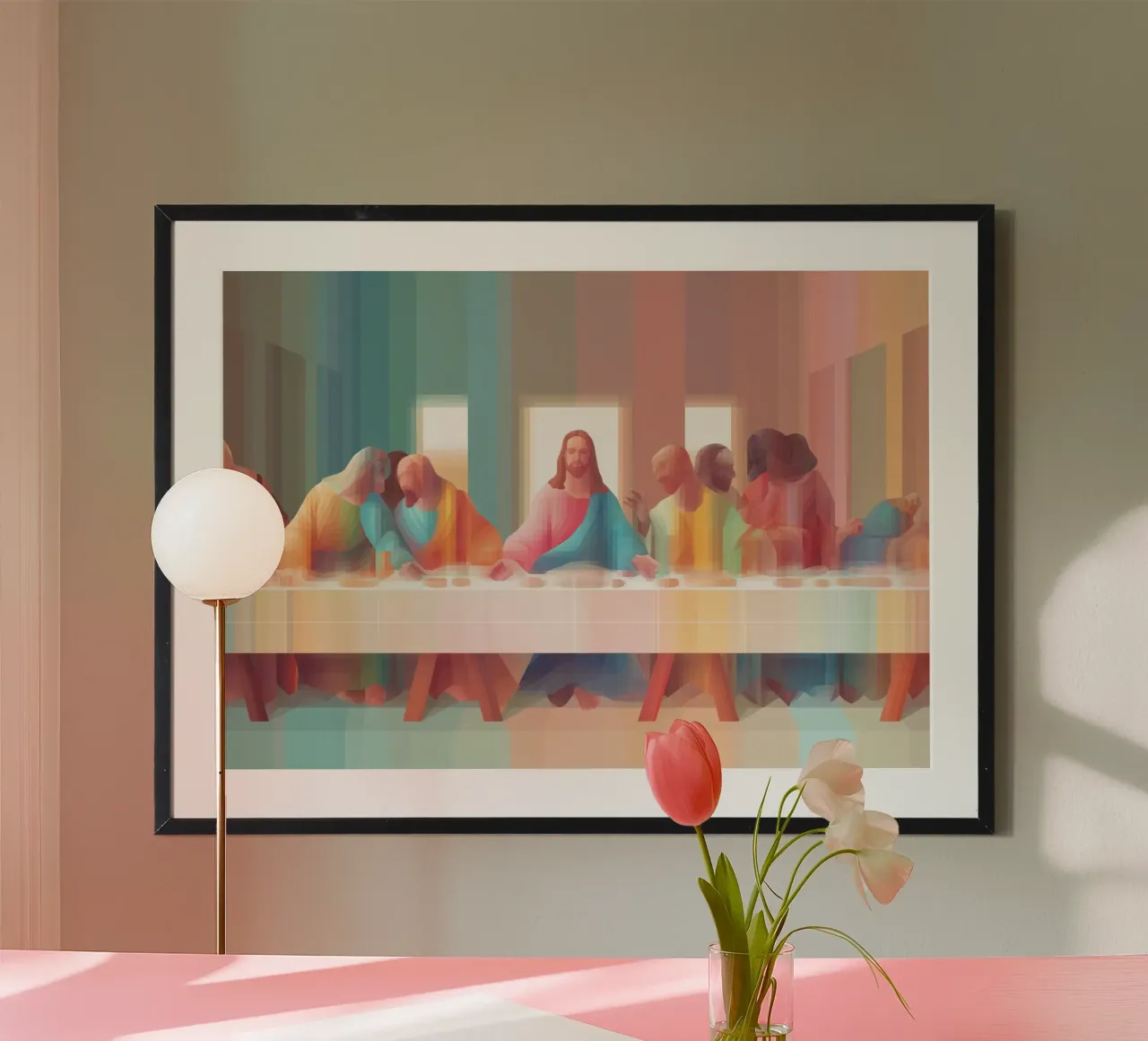 Modern Last Supper, Christian Art Abstract Print poster by vintagepod