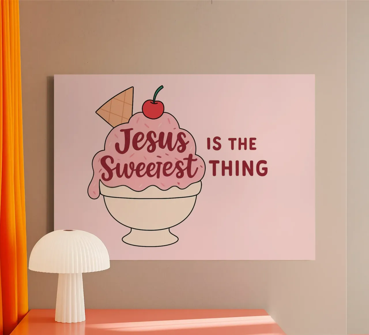Jezus is het liefste wat er is christelijke kunst canvas met Baklijst van vintagepod