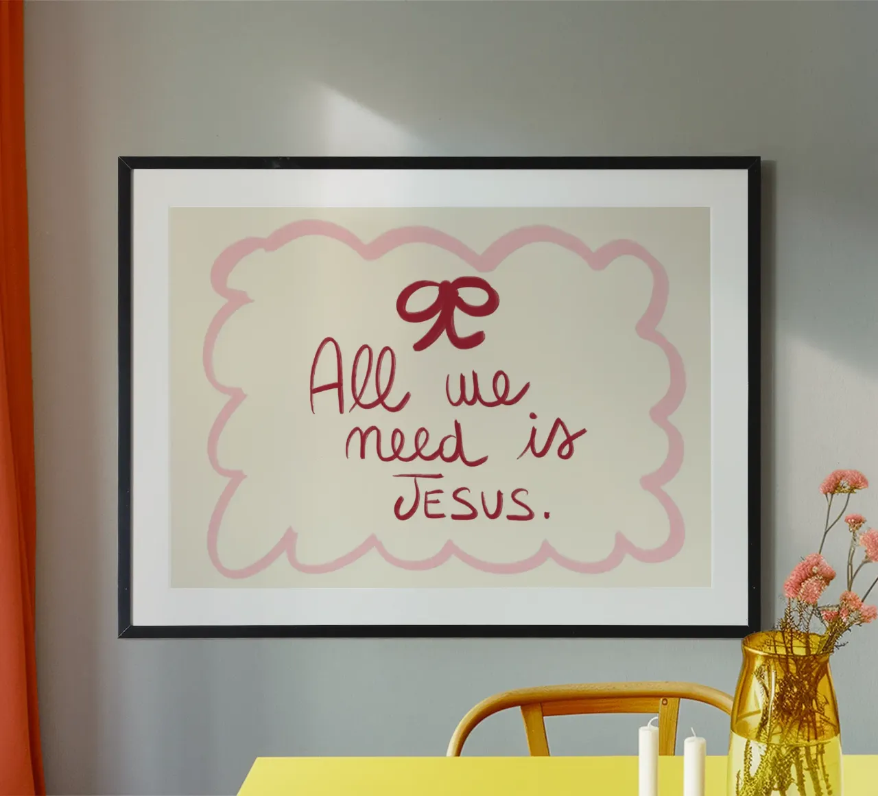 "Poster cristiano "All We Need Is Jesus poster con telaio in legno da vintagepod