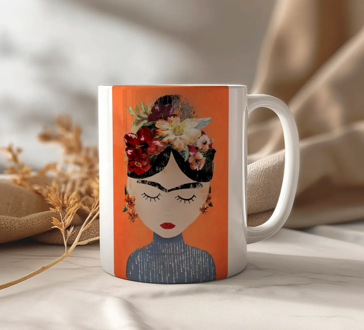 Frida (Orange) mug en céramique de treechild