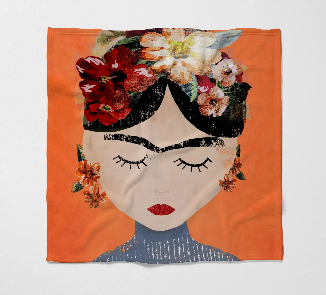 Frida (Orange) plaid polaire de treechild