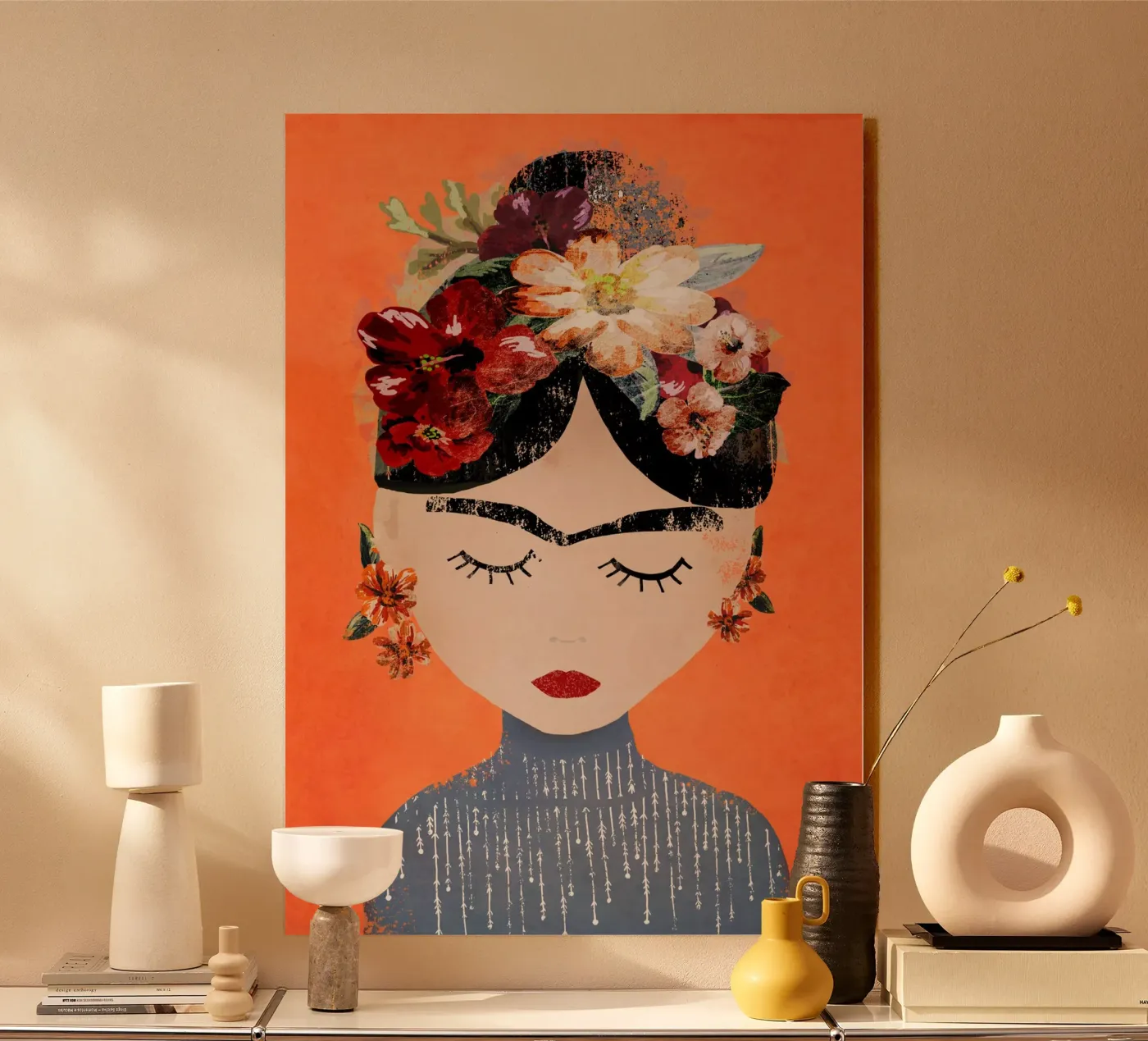Frida (Orange) acrylic glass by treechild