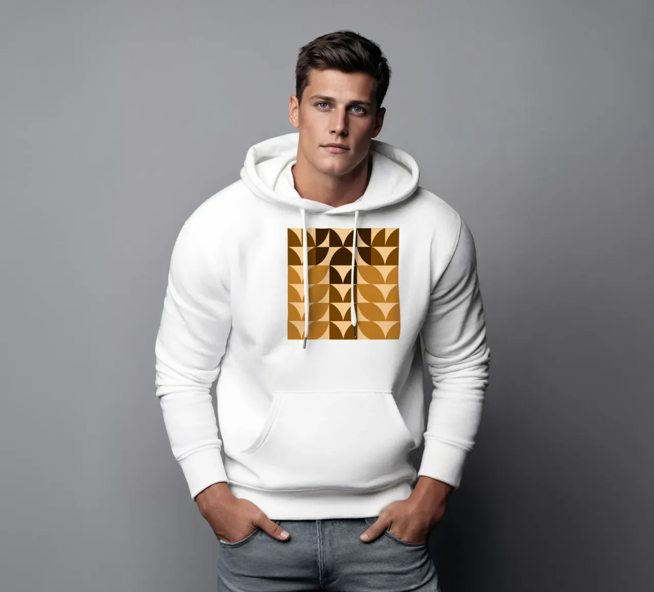 Foglie d'autunno geometriche astratte felpa con cappuccio da MirimoArt