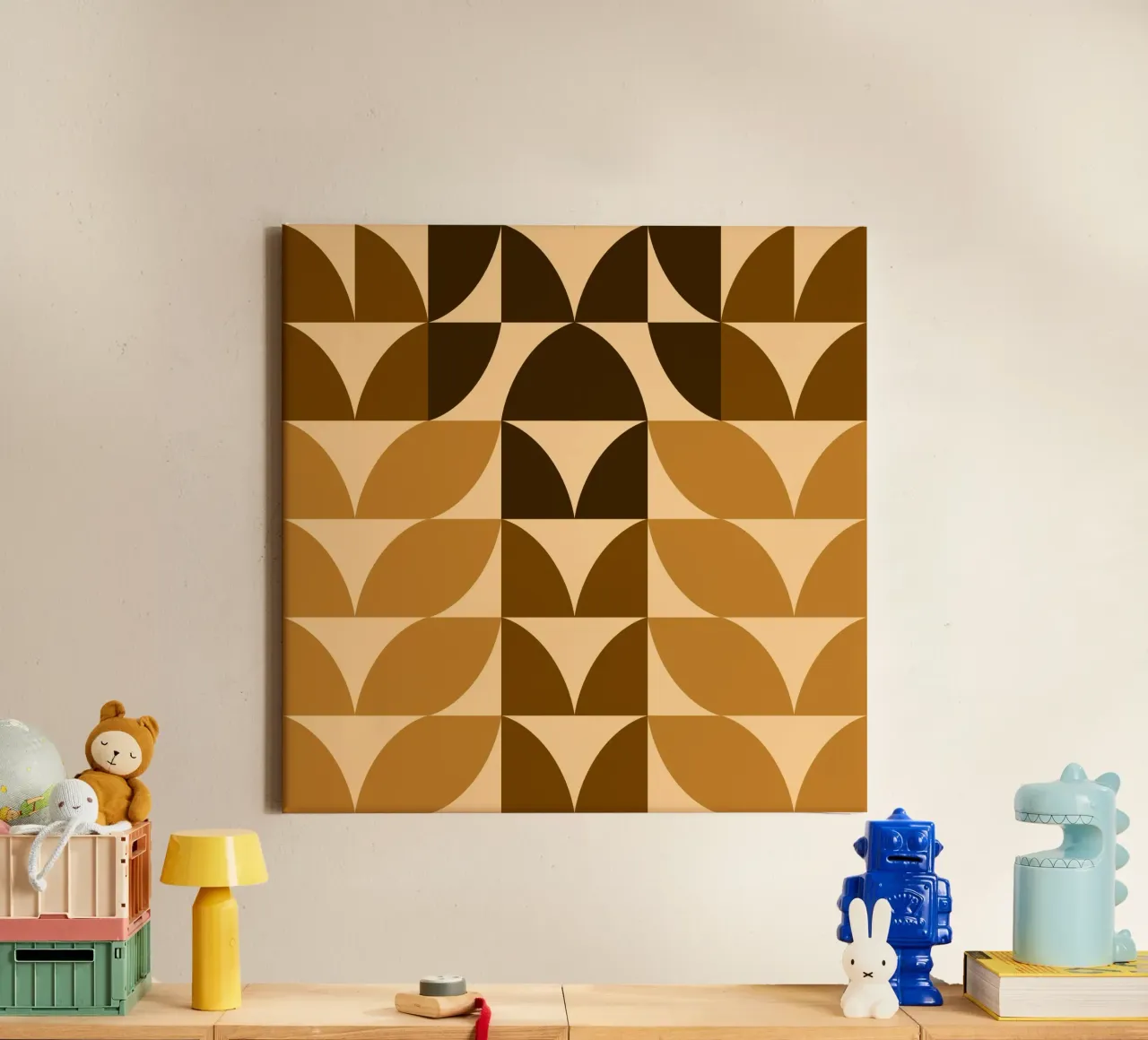 Foglie d'autunno geometriche astratte tela con Cornice a cassetta da MirimoArt