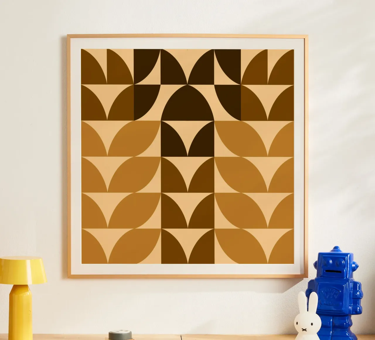 Foglie d'autunno geometriche astratte poster con telaio in plastica da MirimoArt